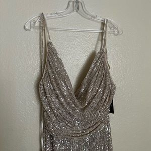 Cinderella Divine evening gown sparkle & shine backless side leg slit.